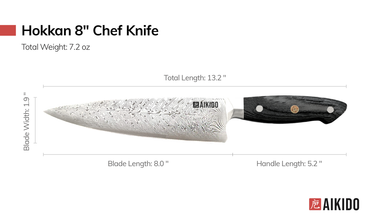 Hokkan 8-inch Chef Knife – Aikido Steel