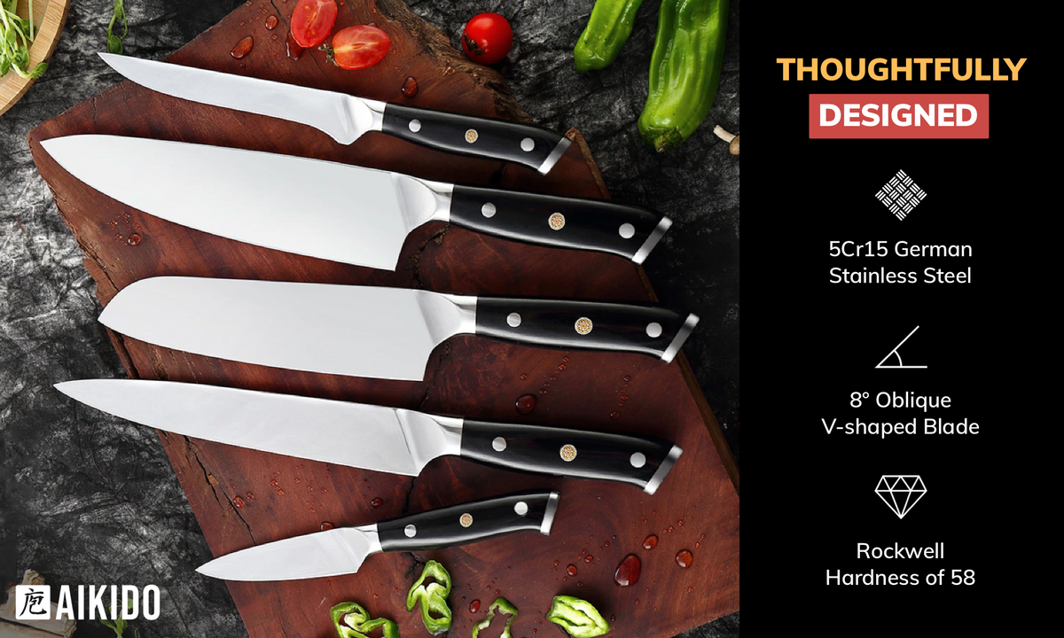 Oki 5Piece Knife Set Aikido Steel