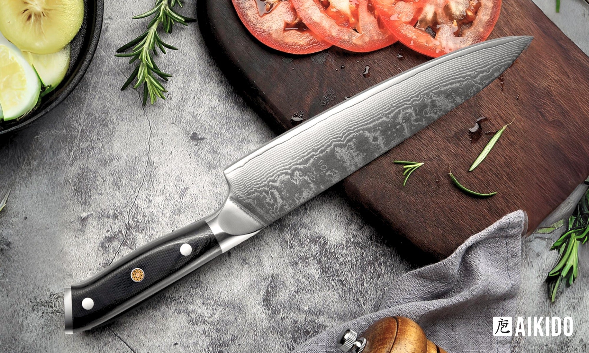 8'' Bread Knife Kitchen Stainless Steel Japanese Damascus Style Chef's Knife