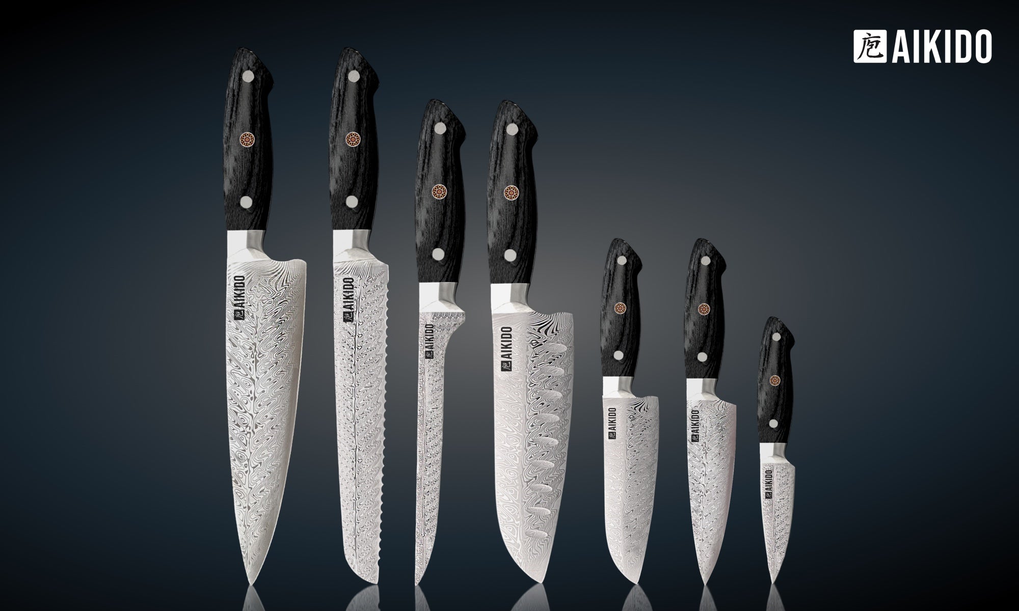 Hokkan 7-Piece Knife Set – Aikido Steel