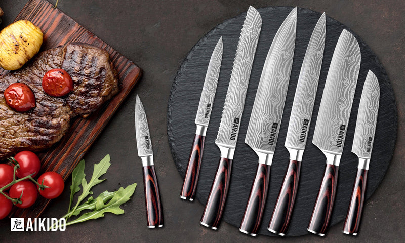 PAUDIN Steak Knives Set of 4 Ultra Sharp Steak Knives 5.25 Inch High Carbon  S
